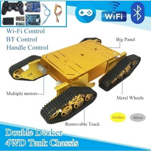 Wi-Fi Version 4WD Metal Tank Chassis PS2 Version RC Control Aluminum Robot Tank Chassis Car Model TD900 DIY Graduation Design