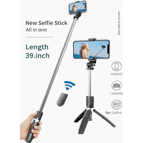 Bluetooth Wireless Selfie Stick with fill light for phones foldable Portable mini tripod for Gopro and Sports Action Cameras