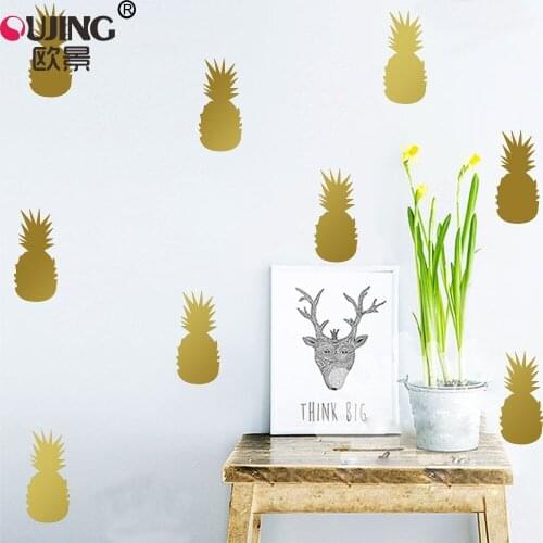 Cartoon Pineapple Shape Wall Sticker 5*10cm*15pcs Kids Baby Rooms Boys Girls Gifts Wall Decals Self-adhesive DIY Fruit Art Mural