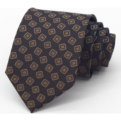 High Quality Brown 8CM Tie for Men Business Formal Office Gentleman Necktie Fashion Cravate With Gift Box