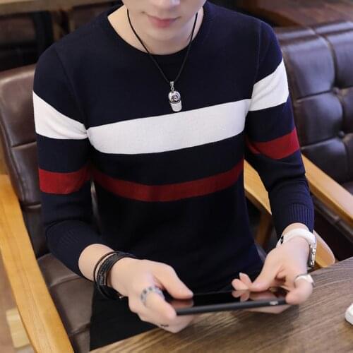 2021 Autumn and Winter Mens Round Neck Sweater Fashion Striped Pullover Mens Sweter Hombre Sweater Christmas Sweaters for Men