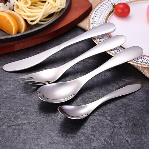 304 stainless steel Childrens knife fork and spoon dinnerware set Western tableware four-piece set cute baby cutlery