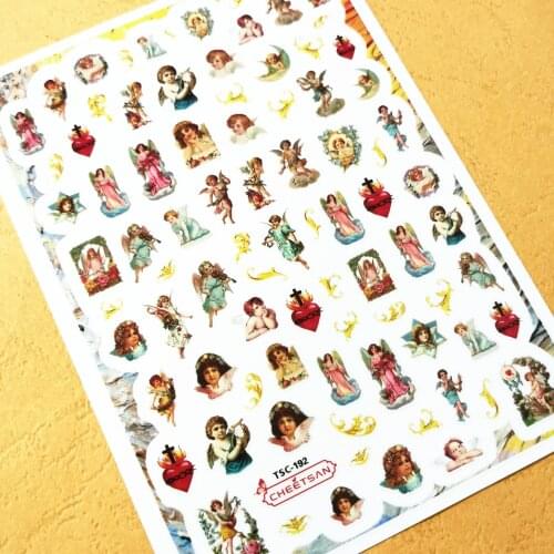 Newest TSC 192 wings and angle design nail sticker 3d Japan style nail decals template DIY nail decoration tools