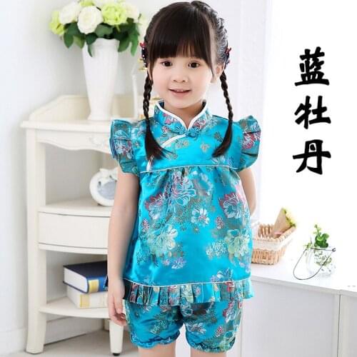 Summer 2020 New Qipao Baby Girls Clothing Set Baby Dress + Pants Underwear Fashion Infant Costume Toddler Outfits Suit Sets