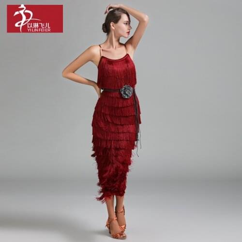 New Sale Woman tassel Fashion Latin Dance Costume Ballroom Tango Rumba Chacha dress dance competition wear