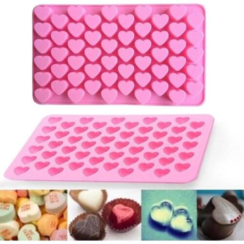 New Silicone 55 Heart Cake Chocolate Ice Cube Soap Mold Tray Cookies Baking Mould