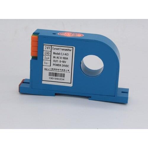 CJ-ACI ampere sensor perforation input AC 100A Current Transmitter 0-10V output Perforated ac ampere signal transducer