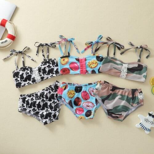 0-3Y Kids Leopard Swimsuits Summer Beachwear Girls Bikini Sets Baby Camouflage Printed Summer Swimwear Bikini Outfits