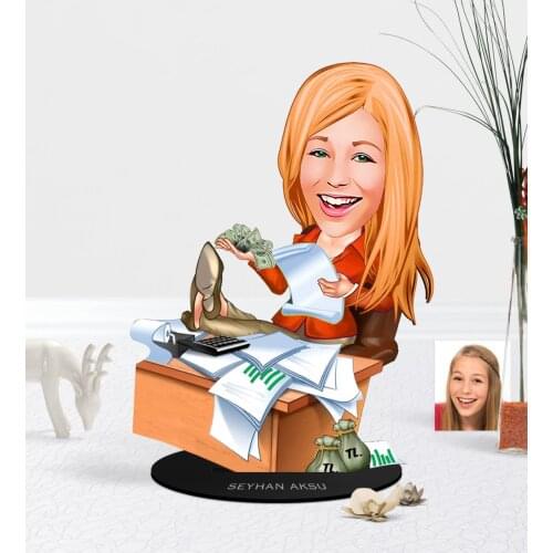 Personalized Women 'S Boss Cartoon Wooden Trinket-3 Photo Picture Funny Fun Memories Name Lettering Souvenir Gift