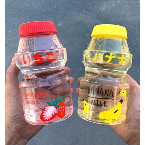 480ml Plastic Water Bottle Tour Drinking Bottle Yakult Shape Cute Kawaii Milk Cartoon Shaker Bottle for Kids Girl Adult Glass