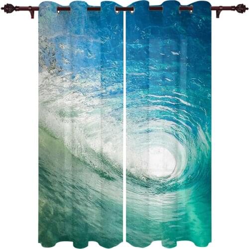 Polyester Curtain Ocean Whirlpool Kitchen Room Curtains In The Modern Living Room Bedroom Dining Room Translucent Curtain