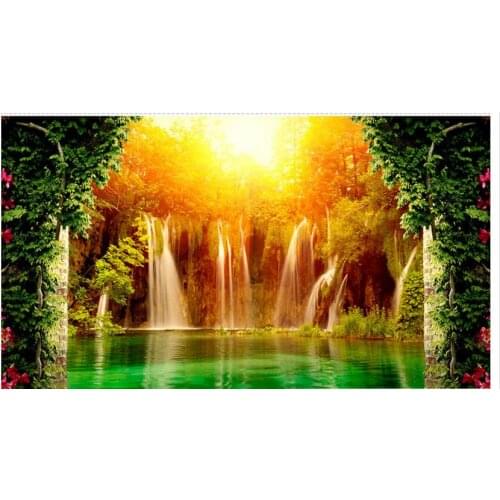 Custom photo wallpaper 3d tv wallpaper murals Pastoral scenery forest waterfall living room mural background wall papers