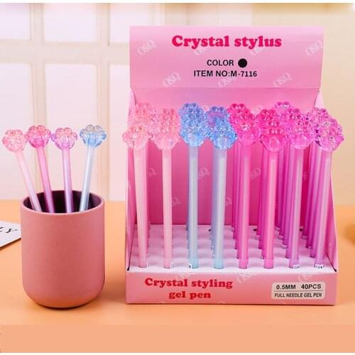 40 pcs/lot Transparent Crystal Cat Paw Gel Pen Cute 0.5 mm Neutral Pen School Office writing Supplies Promotional Gift