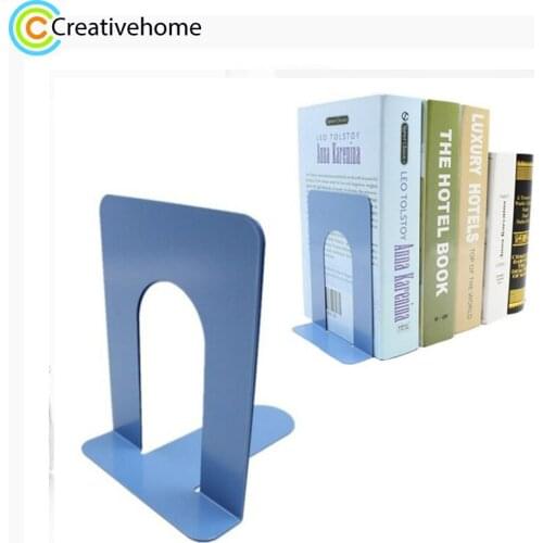 Foldable Portable Metal Office Stationery Book Block Bookshelf, Size:17×13×15.2cm(Sky Blue )