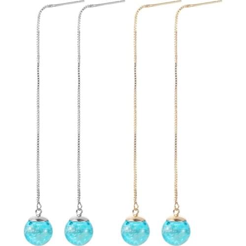 Unique Transparent Resin Glass Earring Blue Sky White Clouds Dangle Earrings Round Ball Line Chain Long Earring Women Jewelry