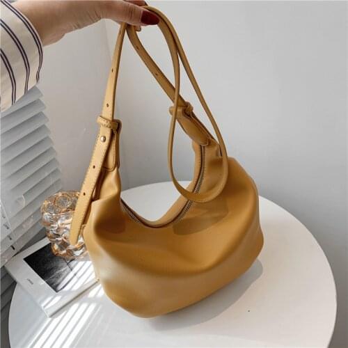 Burminsa Ruched Soft Hobo Crossbody Bags For Women Brand Designer Simple Large Capacity Moon Female Shoulder Bags Summer 2021