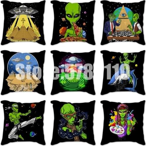 High Quality Cushion Covers Cartoon Ststyle alien Pillowcases On The Pillows Decorative Sofa Linen Cushion Cover Room Pillowcase