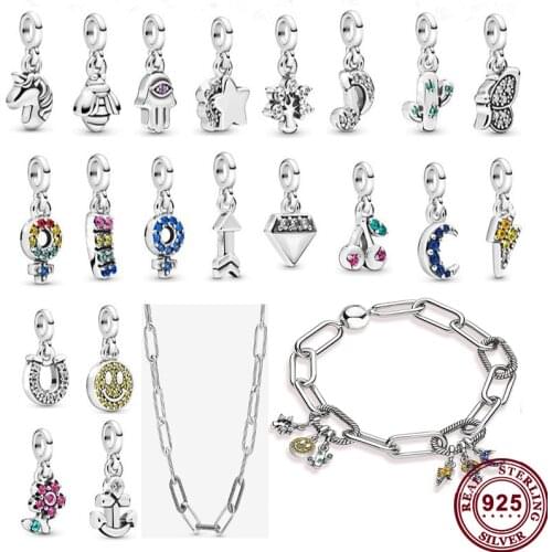 925 Silver Pan Bracelet Me Series Round Head Chain Clasp Pin Tie Bracelet Fit European Charm Bracelets Women Jewelry