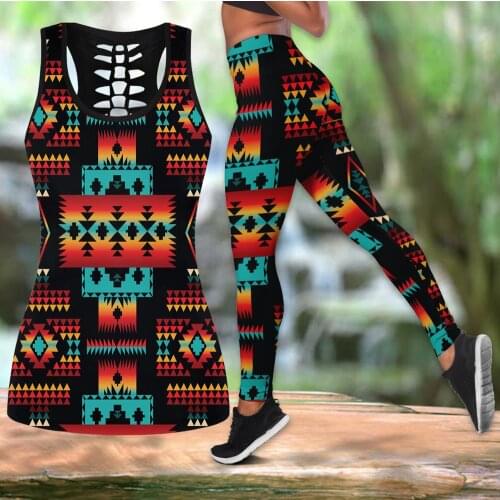 Fashion woman 3D Print Native Indian Colorful Hollow Tanktop & Legging For Hipster Leisure Female Sexy Vest Clothe Harajuku S-67
