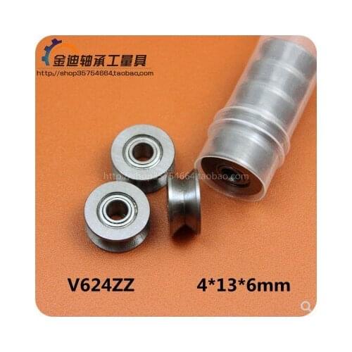 10pcs V624ZZ V Groove Ball Bearing Pulley For Rail Track Linear Motion System 4*13*6mm