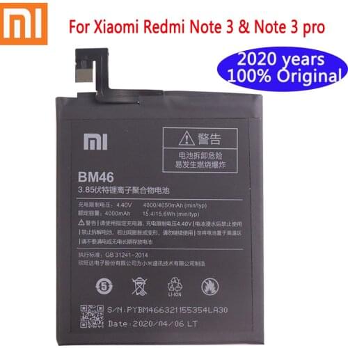 100% New Original Replacement BM46 Battery For Xiaomi Redmi Note 3 Pro Hongmi Note3 Redrice Note 3 Genuine Phone Battery 4050mAh