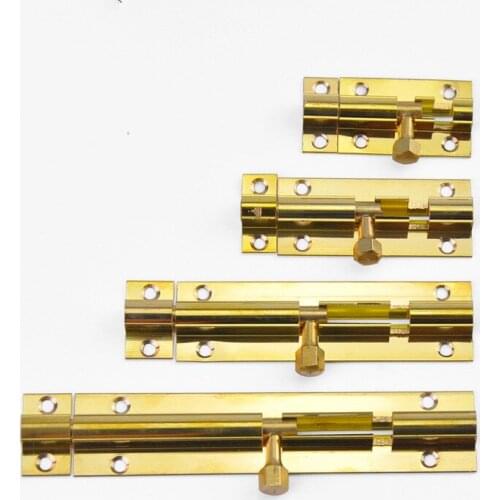 2Pc 1.5/2/3/4 Inch Long brass Door Latch Sliding Lock Barrel Bolt Latch Hasp Staple Gate fittings Safety Lock Furniture Hardware