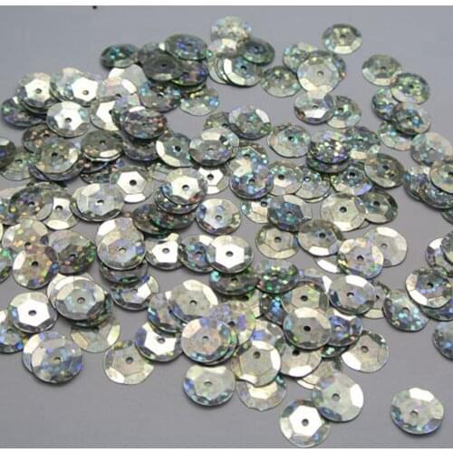 2000 Silver-coiour Laser Hologram 10mm CUP round loose sequins Paillettes sewing Wedding craft