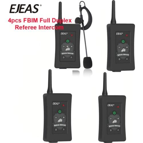 4set Latest EJEAS BrandFBIM 1200M Full Duplex Football Referee Intercom Soccer Headset Bluetooth Motorcycle Interphone Wireless