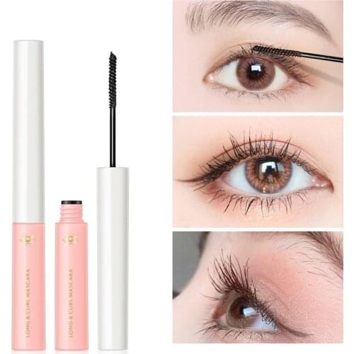 4D Thin head Mascara With Silicone Brush Curling Extension Eyelash Makeup Waterproof Slender No Blooming Cosmetics