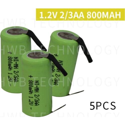 5 Pieces/lot New Original 1.2V 2/3AA 800mAh Ni-Mh 2/3 AA Ni-Mh Rechargeable Battery With Pins Free Shipping