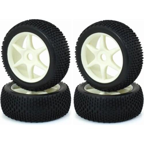 6 spoke white 4Pcs Tyre Tires&Wheel Rim 17mm For HPI Kyosho MP9 1:8 RC Buggy Off-Road RC Car