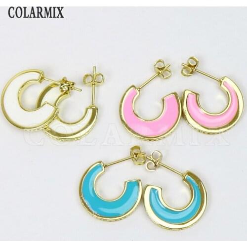 8 Pairs Enamel C Shape Stud earrings Colorful Enamel earrings Fashion Stud earrings jewelry Drop earrings for women 51498