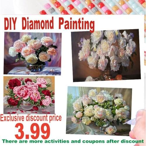 5D Diy Diamond Painting Flowers Arrangement Pink Sunshine Flowers Round Diamond Full Diamond Cross Stitc Mosaic Home Decor