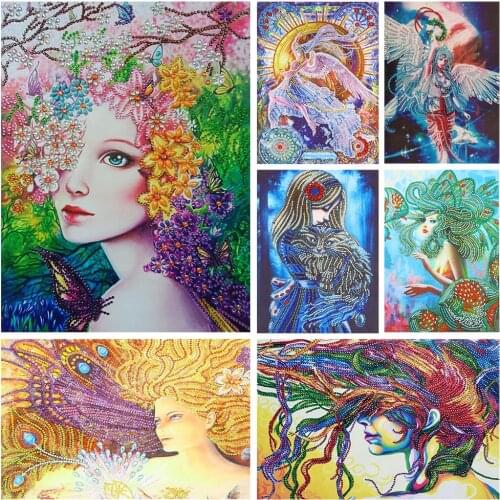 5D DIY Art Diamond Painting Flower Girl and Angel Pattern Diamond Mosaic Full Embroidery Cross Stitch Home Decoration Gift