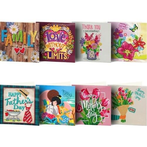 Diamond Mosaic Diy Greeting Card Rhinestone Crystal Gift Flower Bird 5d Diamond Painting For Fun Home Decoration HK53-58