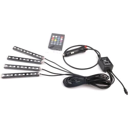 Car Atmosphere Lamp Car Interior Decoration Lamp Atmosphere Lamp Foot 9LED Lamp Colorful Interior Decoration RGB Lighting