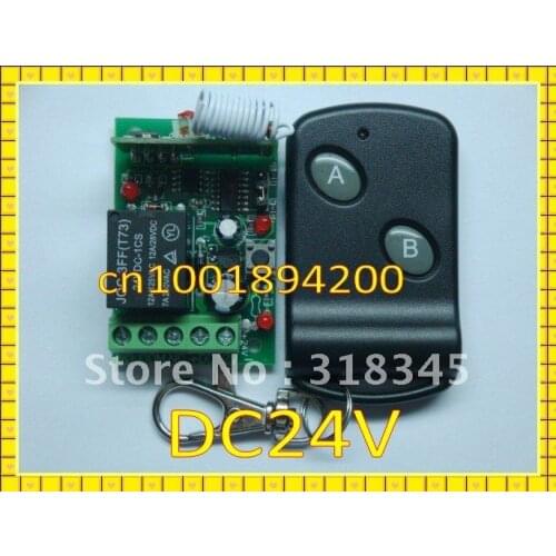 DC24V1CH RF wireless remote control switch system1Receiver&1Transmitter Momentary Toggle Latched Adjust Learning With Relay LED
