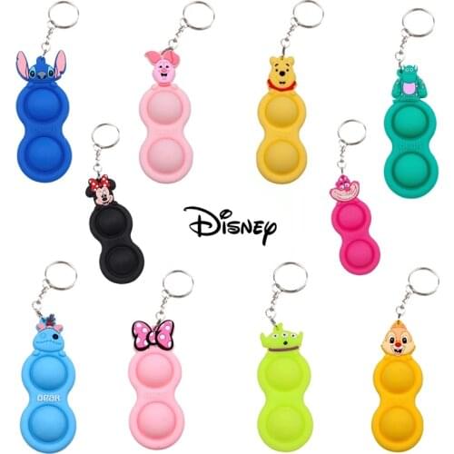 Disney Mickey Mouse Minnie Push Stitch Key Chain Simple Dimple Rab Fidget Toys Pack Squishy Stress Ball Kids Dimple Toy