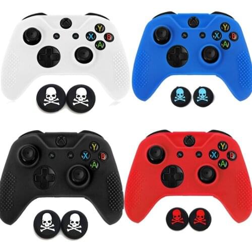 Gamepad case Soft Joystick Silicone Rubber Protective Skin Case Cover Free Skull Caps For Microsoft Xbox one X S Slim Controller