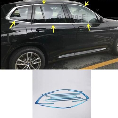Car Glass Window Garnish Pillar Middle Strip Trim Frame Lamp Hood For BMW X3 XDrive 25i 28i 30i 2018 2019 2020
