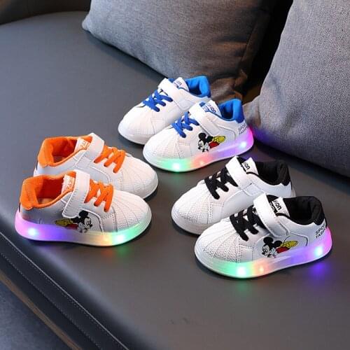 Disney cartoon children Mickey Mouse boy girl baby non-slip soft sole casual shoes sports light shoes LED