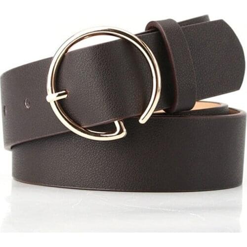Hot Round Metal Buckle Green 3.3cm*105cm Wide Female Belt Black Ladies PU Waistband Women Wild Band
