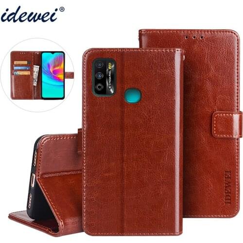 IDEWEI For Infinix Hot 9 Play Case Cover Luxury Leather Phone Case For Infinix X680 Protective Flip Case Wallet Case 4.5"