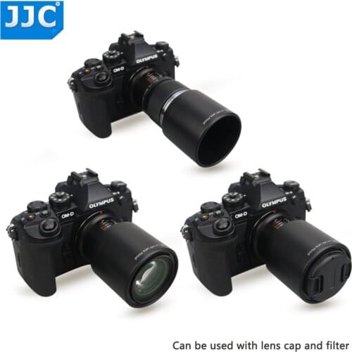 JJC ABS Dedicated Lens Hood Shade Protector for Olympus M.ZUIKO DIGITAL ED 60mm f2.8 Macro Lens Replace Olympus LH-49 Black