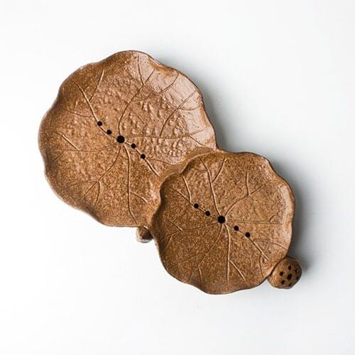 LUWU ceramic tea trays handmade lotus leaf tea table kung fu serving tray accessories