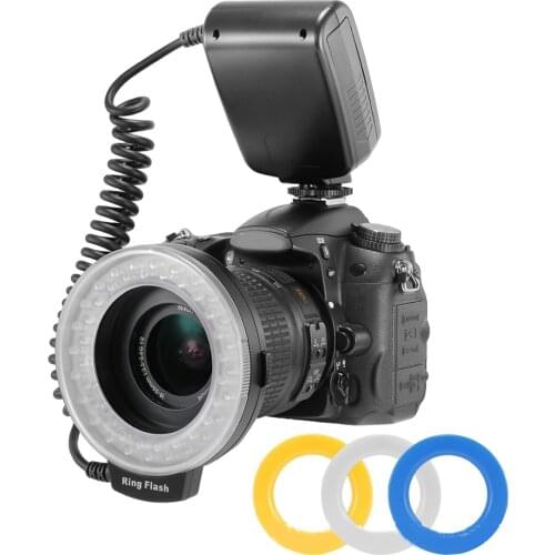 Ring Flash 48 LED Ring Flash Light With LCD Power Control And Mount Adapter For Nikon 3000K-15000K For Personal Photography