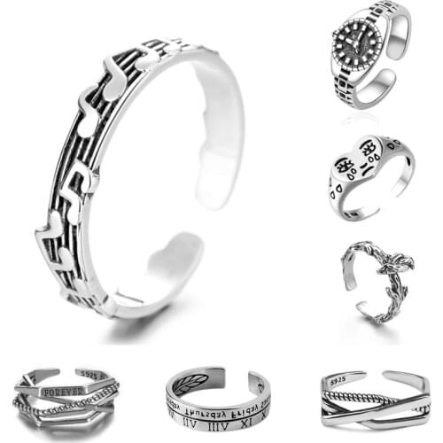 New Simplicity Watch Ring Retro Silver Color Alloy Music Notes Ring Prom Dating Ring Women Girls Jewelry Gift Adjustable Opening