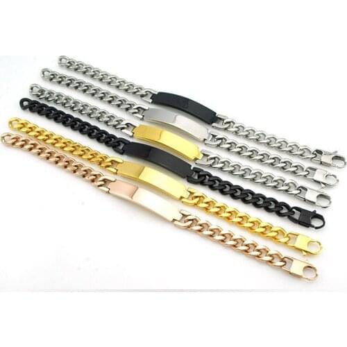 Nameplate bracelets mens stainless steel fashion charm bracelets chain on hand men bracelet gold gifts for man Accessories