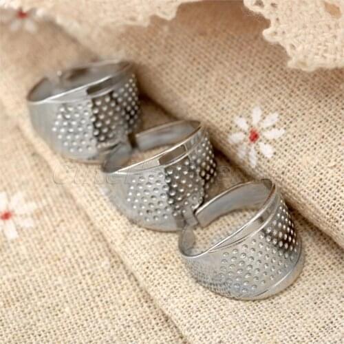 3pcs/kit Finger Protector Silver Ring Thimble Sewing Thimbles Adjustable Handmade Machine Leather Craft Tool Costura Embroidery