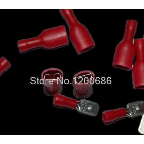 6.3mm FDFD1.25-250 22-16 AWG Wire Insulated Crimp Terminals Female male Insulated Spade Crimp Connector Terminal 100PCS 50pair